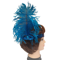 6x 1920s FLAPPER HEADBAND Headpiece Feather Sequin Charleston Costume Party BULK - Blue thumbnail