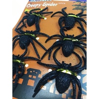 6x Halloween GLITTER SPIDERS Spooky Party Decoration Horror BULK thumbnail