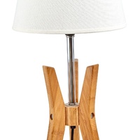 Bamboo Tripod Table Lamp Desk Modern Rustic Geo Light w Linen Shade thumbnail