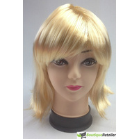 Bob Wig Costume Short Straight Fringe Cosplay Party Full Hair Womens Fancy Dress - Blonde thumbnail