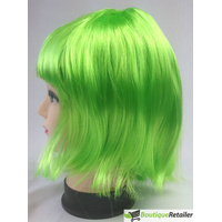 Bob Wig Costume Short Straight Fringe Cosplay Party Full Hair Womens Fancy Dress - Green thumbnail