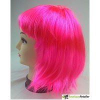 Bob Wig Costume Short Straight Fringe Cosplay Party Full Hair Womens Fancy Dress - Hot Pink thumbnail