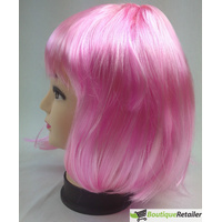 Bob Wig Costume Short Straight Fringe Cosplay Party Full Hair Womens Fancy Dress - Light Pink thumbnail