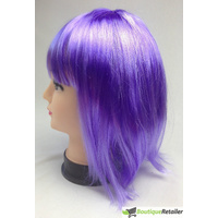Bob Wig Costume Short Straight Fringe Cosplay Party Full Hair Womens Fancy Dress - Purple thumbnail