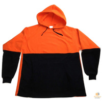 HI VIS POLAR FLEECE HOODIE Jumper Safety Workwear Fleecy Jacket Unisex - Orange - L thumbnail