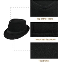 Classic Trilby Hat Fedora Felt Costume Gangster Jazz Cap in Black - One Size thumbnail