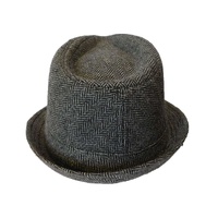 CLASSIC TRILBY HAT Fedora Felt Cap Costume Gangster in Herringbone Charcoal thumbnail