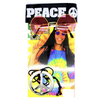 Hippie Kit Set Headband Glasses Pendant Peace Sign Necklace 60s 70s Costume thumbnail