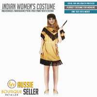 INDIAN WOMAN COSTUME Fancy Dress Native American Beauty Wild West Western Party thumbnail