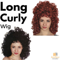 LONG CURLY WIG Hair Costume Cosplay Party Wavy Fancy Dress Ladies Accessory - Burgundy thumbnail