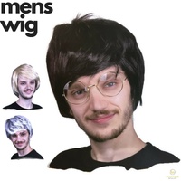 MENS WIG 80s Fancy Dress Mens Party Costume Rock Bogan Accessory Punk 70s - White/Black thumbnail