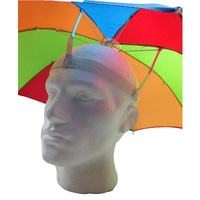 2x RAINBOW UMBRELLA HAT Rain Beach Sun Rain Cap Costume Camping Fishing Hunting thumbnail