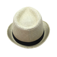 TRILBY HAT Fedora 100% Paper Straw Plain Party Costume Detective Gangster Cap thumbnail