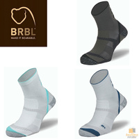BRBL Atlas Socks Hiking Trekking Trail Run Outdoor Camping MADE IN ITALY Crew - White/Aqua - S thumbnail