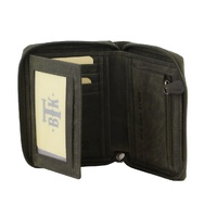 Billy The Kid Olive Leather Wallet with Zip & Coin Pocket in Brown thumbnail