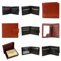 DENTS WALLET Genuine Italian LEATHER Mens Credit Card Holder Bifold GIFT BOX - thumbnail