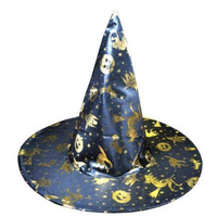 WITCH HAT Gold & Black Halloween Costume Fancy Dress Womens Accessory Wizard thumbnail