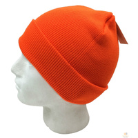 PLAIN FLURO BEANIE Hi Vis Unisex Winter Warm Hat Ski Party Costume Cap Knit - Fluro Orange thumbnail