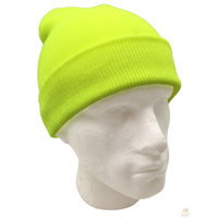PLAIN FLURO BEANIE Hi Vis Unisex Winter Warm Hat Ski Party Costume Cap Knit - Fluro Yellow thumbnail