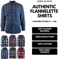 Mens Flannelette Shirt 100% Cotton Check Authentic Flannel Long Sleeve Vintage - Burgundy - S thumbnail
