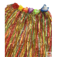 HAWAIIAN HULA BRA & SKIRT SET Tropical Costume Dress Lei Grass Flower Party thumbnail