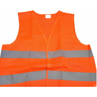 Hi Vis Safety VEST Reflective Tape Workwear Orange ONE SIZE Night & Day Use thumbnail