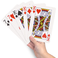 JUMBO PLAYING CARDS Full Deck Red Poker Plastic Coated 8.5 x 12cm King Big Size thumbnail