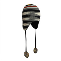 KANGOL Chameleon Earlap Beanie Hat Winter Warm Pom Pom Wool Blend - Dark Blue thumbnail