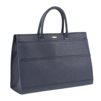 Morrissey Italian Structured Leather Tote Unisex Computer Bag Handbag - Navy thumbnail