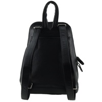 Milleni Womens Twin Zip Backpack Nappa Italian Leather Travel Bag - Black thumbnail