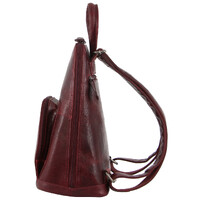Milleni Womens Twin Zip Backpack Nappa Italian Leather Bag Travel - Cherry thumbnail