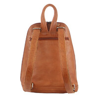 Milleni Genuine Italian Leather Soft Nappa Leather Backpack Bag Travel - Cognac thumbnail
