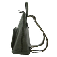 Milleni Womens Twin Zip Backpack Nappa Italian Leather Travel Bag - Grape Leaf thumbnail