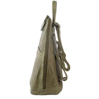 Milleni Ladies Genuine Italian Leather Backpack Bag Twin Zip - Olive thumbnail