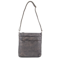 Milleni Ladies Nappa Leather Zip Closure Cross Body Bag Travel - Slate thumbnail