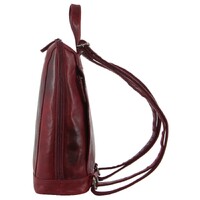 Milleni Ladies Nappa Leather Bag Twin Zip Backpack w/ Zipped Pocket - Cherry Red thumbnail