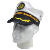 Captain Hat Adult Party Costume Skipper Sailor Ship Captain Cap - White/Black thumbnail