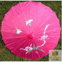 PARASOL UMBRELLA Chinese Japanese Bamboo Flower Pattern Fabric 80cm Diameter - Hot Pink thumbnail