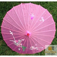 PARASOL UMBRELLA Chinese Japanese Bamboo Flower Pattern Fabric 80cm Diameter - Light Pink thumbnail