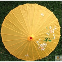 PARASOL UMBRELLA Chinese Japanese Bamboo Flower Pattern Fabric 80cm Diameter - Yellow thumbnail
