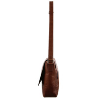 Pierre Cardin Rustic Leather Bag 15" Laptop Computer Messenger Business Travel - Chestnut thumbnail
