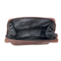 Pierre Cardin Mens Rustic Leather Toiletry Case Bag Travel - Cognac thumbnail