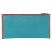 Pierre Cardin Italian Genuine Leather Ladies Wallet - Turquoise/Orange thumbnail