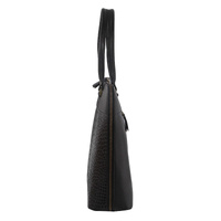 Pierre Cardin Unisex Structured Italian Leather 15" Laptop Computer Bag - Black thumbnail