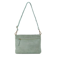 Pierre Cardin Womens Woven Leather Flap Cross-Body Bag/Clutch - Mint Green thumbnail