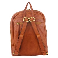 Pierre Cardin Woven Leather Ladies Backpack Bag Travel Satchel Zip - Cognac thumbnail