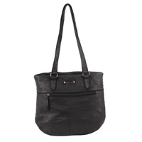 Pierre Cardin Woven Leather Ladies Shoulder Bag - Black thumbnail