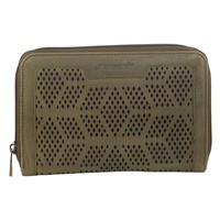 Pierre Cardin Perforated Leather Ladies Zip Around Wallet - Olive thumbnail
