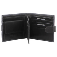 Pierre Cardin Mens RFID Woven-Embossed Leather Tab Wallet - Black thumbnail