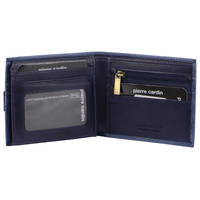 Pierre Cardin Mens Rustic Leather Bi-Fold Business Card Holder/Wallet - Navy thumbnail